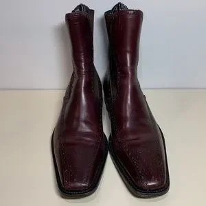 Dolce & Gabbana Burgundy Square Toe Chelsea Leather Boots s-l1200.jpg main image 4